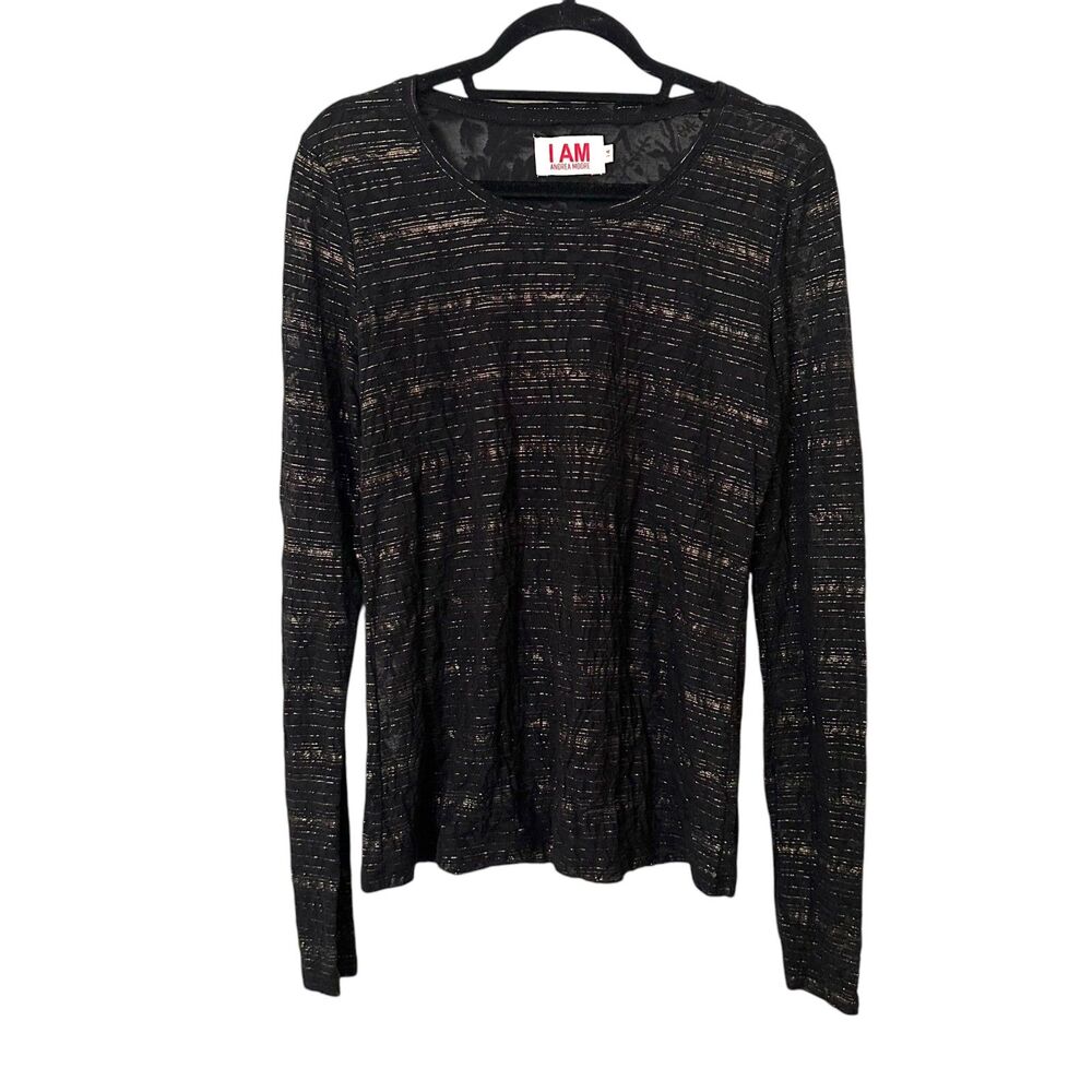 I AM ANDREA MOORE Lace Metallic Striped Top Sz‎ 14 (US 10)